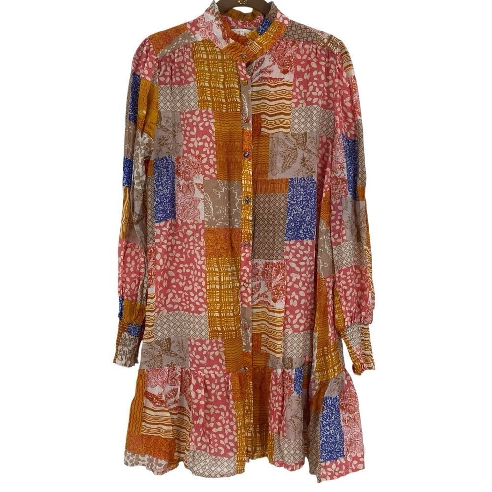 Fate Women’s Size M Colorful All In Good Time Patchwork Tiered Dress SEE DESC